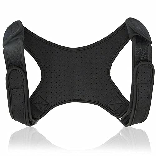 BATCAR Haltungskorrektur, verstellbare Rückenfrakturunterstützung für Männer/Frauen, Rücken-Schlüsselbeinhalterung, Wirbelsäulen-Schulter-Korrekturgürtel, schwarz, Rückenbandage, Schulterstütze,