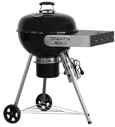 Start N Grill – Grill 57 cm Kohle mit automatischer Zündung – SNG Evolution – Zündung in 3 Minuten, Außenküche, emaillierte Kugelhantel, Arbeitsplatte Tablett, Deckelhalterung, Edelstahlroste,