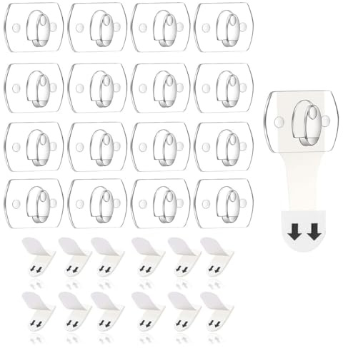 IUDWCG 40 Pcs Mini-Haken, Deko-Clips, selbstklebende Haken mit kleinem Klebeband, durchsichtige Lichterketten-Clips, vielseitige selbstklebende Haken für den Außen- und Innenbereich