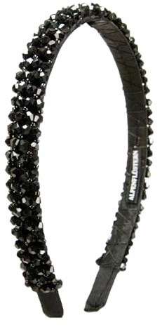 Alpenflüstern Trachten-Haarreif Glitzerperlen schmal - Damen Haarschmuck, Haarband rutschfest fürs Dirndl (schwarz) ADV150