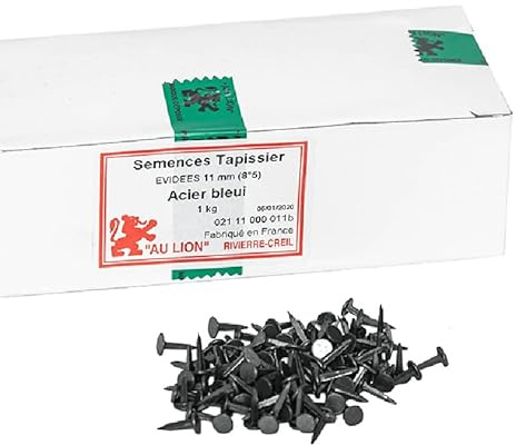 Saatgut für Tapissier, hohl, 11 mm, 8/5 – Ø 6 mm – 1 kg – kleine Nägel von hoher Qualität für das Verlegen von Leinwänden, Gurten, Guinden und Verteilen – hergestellt in Frankreich