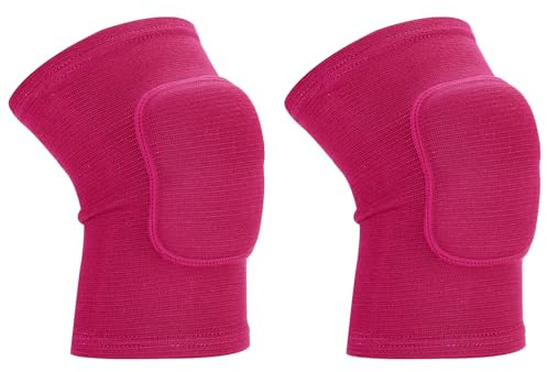PATIKIL Rodilleras Protectoras Tamaño L 2 Piezas Rodilleras de Espuma para Voleibol Rodilleras de Esquí Transpirables Rodilleras de Baile para Fútbol Baloncesto Rojo Rosa
