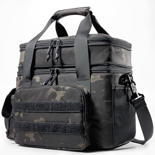 1TG Tactical Insulated Lunch Bag, Cooler Bag Thermal Food Delivery Bag Insulated Picnic Lunch Bag Foldable Cool Box for Work Travel Camping Picnic Beach, 18L-24L, Camo Black