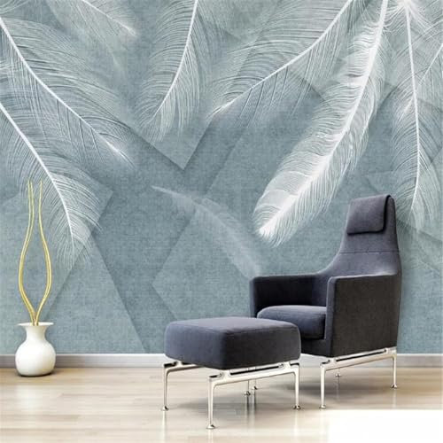 Tzxztt Einfache Weiße Federn Geometrie Moderne 3D Tapete Geprägte Seide Neutrale Töne Material Ideal Für Wohnzimmer Schlafzimmer-400cm×280cm