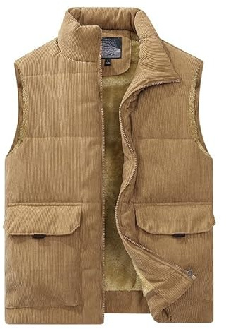EPTWALS Gilet Uomo Gilet In Velluto A Coste Uomo Gilet Imbottito Trapuntato Giacca Foderata In Pile Giacca Senza Maniche Cappotto Multi Tasche Capospalla Invernale Gilet Caldo In Pile Teddy Per Escu