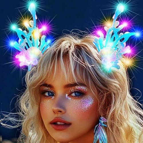 Zoestar Leuchtende Haarspangen, LED-Korallen-Haarspange, leuchtende Muschel-Haarspangen, Perlen-Meerjungfrauen-Haarschmuck für Damen, 2 Stück (Stil 2, Einheitsgröße)