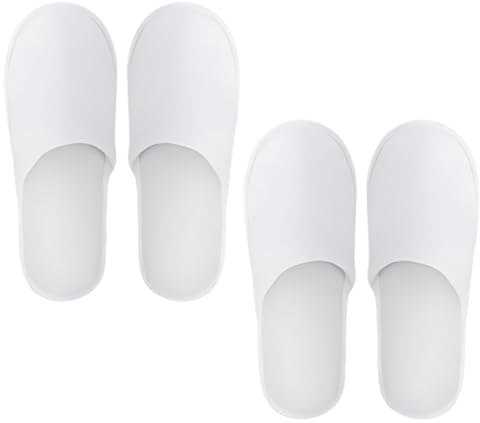XURJUMI 2 Paar Hotelslipper, Einwegschuhe, Gästehausschuhe Set, Frottierslipper, Pantoffeln Herren Und Damen Hausschuhe - Universalgröße, Einweg Hausschuhe Hochzeit (Größe Eu 37-43, Weiß)