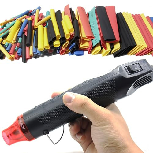 shengbowi Mini Heißluftpistole EU Handheld Heißluftfön mit Schrumpfschlauch Heissluftföhn Zubehör für DIY Acrylharz Handwerk Schrumpffolie Trocknen Set ideal zum Prägen Basteln Schrumpfen