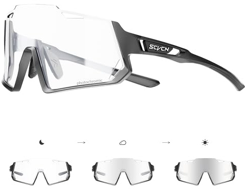 SCVCN Selbsttönend Fahrradbrille Photochromatische Herren Damen Klar Sportsonnenbrille Radfahren Radsport MTB Radbrille Laufen Volleyball Tennis Autofahren Angeln Softball Bergsteigen Golf Wandern 02