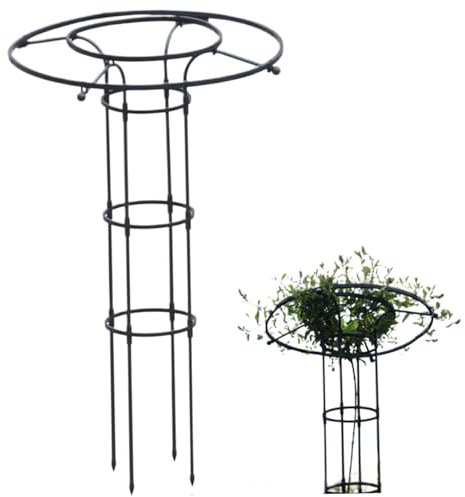 47.2 Tall Garden Obelisk Trellis, Umbrella-shape 3-tier Steel Plant Trellis Indoor, DIY for Climbing Plants Outdoor