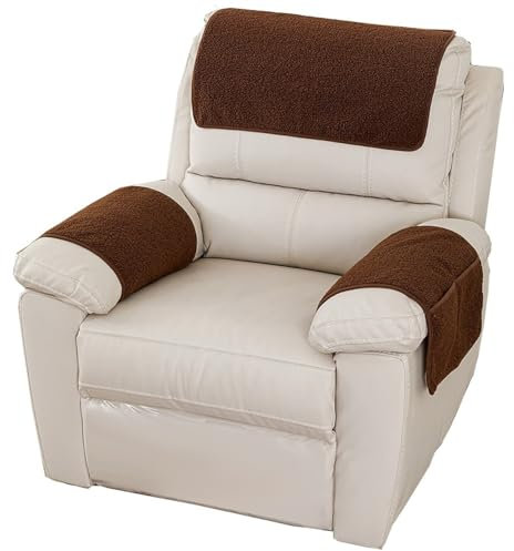 ILiemao Couchbezug, kopfschutz für Sofa armlehnen bezug Leder lang, kopfstützenschutz Sessel für ledersessel sesselbezüge für ohrensessel(1869,Sofa Arm Cover 1 Seater)