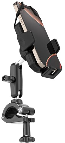 LYFPOOM Soporte para teléfono móvil [con banda ultra estable] para manillar/bicicleta estática/silla de ruedas/barco/bicicleta/bicicleta de carrera/scooter electrónico, soporte para manillar para