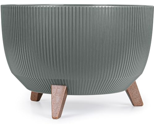 KONZEPT Blumentopf mit Füßen – großer Blumenkübel aus Kunststoff, runde Pflanzschale 40 cm – modern & wetterfest, für Innen und Außen