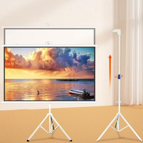 Pantalla de proyector con soporte, pantalla de proyección retráctil, marco fijo montado en pared/techo, para cine en casa, cine en casa, oficina, pantalla de proyección de juegos (40 pulgadas (4:3))