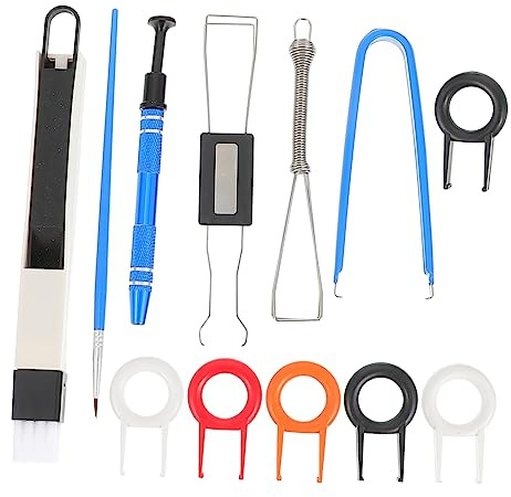 PartyKindom Kit de Limpieza de Teclado Extractor de Teclas Cepillo para Dispositivos Electrónicos Herramienta de Limpieza Profesional para Teclados Mecánicos Color Negro