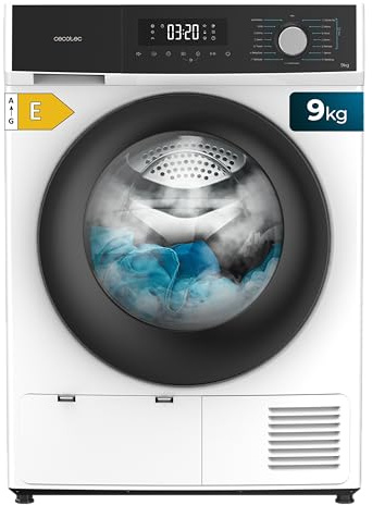 Cecotec Secadora de Ropa 9Kg Bomba de Calor Bolero Dresscode Dry 9330. Clase Equivalente A++, 15 Programas y Funciones como Secado Automático, Planchado Fácil, Tambor Giro Bidireccional, Blanco