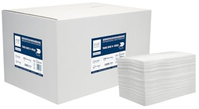 PAW Spenderservietten V-Falz 16 x 21 cm, 8000 Stück - Weiß | Zweilagig und saugstark, hygienische Einzelentnahme aus dem Spender, ideal für Gastronomie, Hotels und Cafés