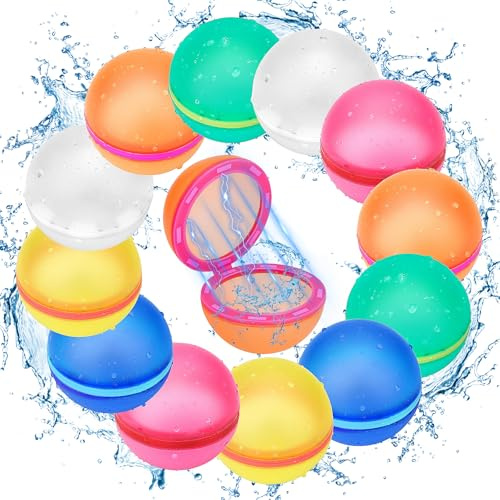 12 Stück Wasserbomben Wiederverwendbar, Selbstschließende Wasserbomben magnetisch, Wiederbefüllbare Wasserballons für Kinder und Erwachsene, Wasserballons für Outdoor, Pool, Wasserpark