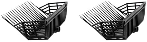 Uikdjgu 2X Cabezal de Repuesto de Horquilla para EstiéRcol, Cabeza de Horquilla, Rastrillo para EstiéRcol de Caballo, para Recoger EstiéRcol, EliminacióN de Desechos Estable, Negro