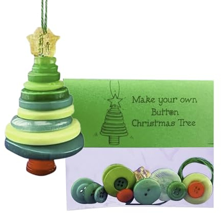 DIY Knopfs Weihnachtsbaumschmuck Basteln Set, Knopfs Weihnachtsschmuck Sets, Handgemachtes DIYKnopf Grüner Baum, Hängende Anhänger Dekoration, Basteln Sie Ihren EigenenKnopf Grüner Baum