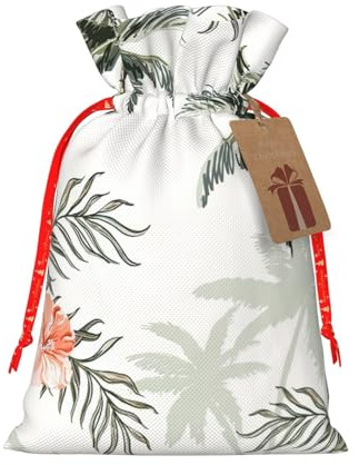 Bolsas de regalo con cordón de Navidad con estampado de palmeras tropicales, saco festivo de Navidad, fiesta de cumpleaños, embalaje de regalo