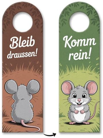 Cartoon Mäuse Bleib draußen Komm rein Türhänger Lustige Türdeko mit Spruch