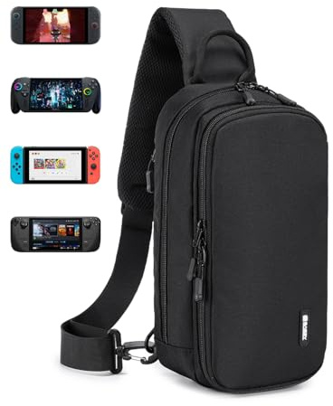 BAGZY Borsa per Nintendo Switch 2/ Console 2025/ROG Xbox Ally X/Switch OLED/Steam Deck Accessories Borsello Uomo Protettiva Portatile Borsa a Tracolla da Viaggio con 10 slot per Cartucce di Gioco
