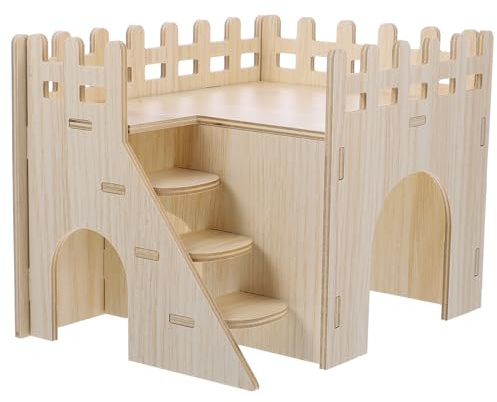 SEWACC Maison Bois pour Hamster et Robuste Refuge Naturel et Sécurisant pour Cochons et Petits Rongeurs Cabane Intérieure Résistante et Fonctionnelle