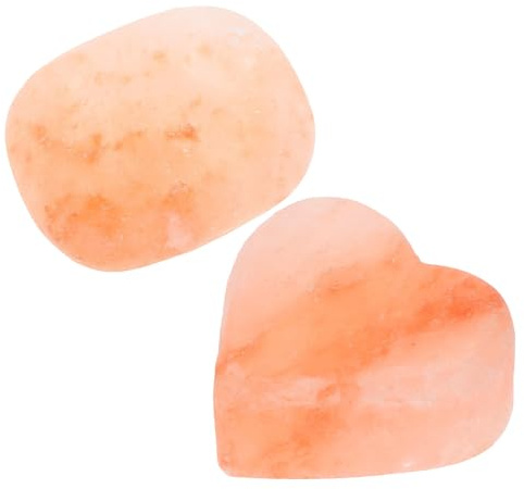 IWOWHERO 2piezas Jabón de Sal Mineral Natural para Baño Jabones Artesanales Forma de Corazón y Ovalada Piedra de Sal Pulida para Masaje y Exfoliación Facial