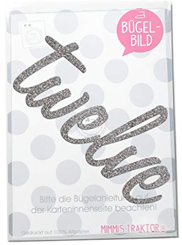 GLITZER Bügelbild Schriftzug SILBER Aufbügler Applikationen Bügelsticker für Stoffe Textilien Kinder zum Aufbügeln Flicken, Farbe:twelve