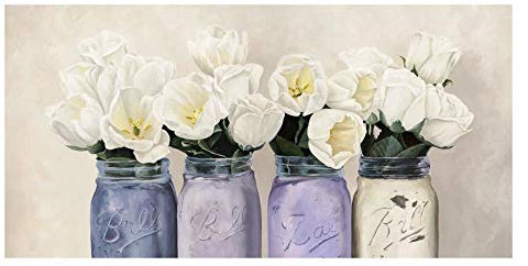 Artworks Italia Tulipanes en tarros Mason (detalle) - Arte de papel, 66 x 35 cm