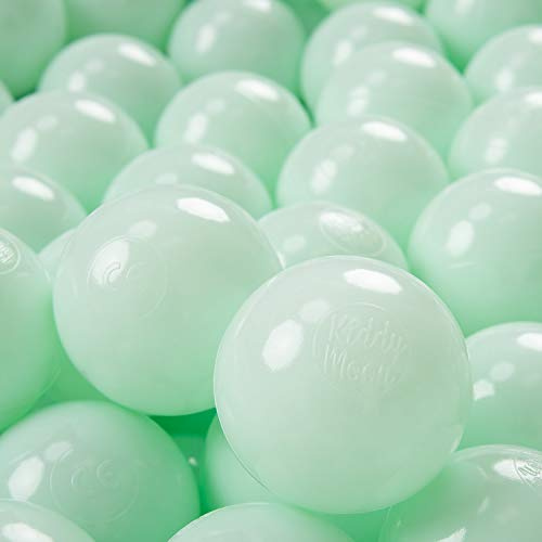 KiddyMoon 200 Ø 7 cm barnbollar lekbollar för bollbad baby enfärgad plastbollar tillverkad i EU, mynta