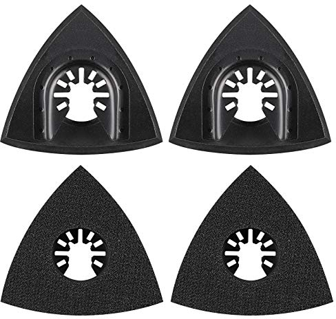 JIZZU 4Stück Deltaschleifer Multitool Schleifplatte 80 mm, Multitool Schleifpapier Zubehör, Fein multimaster Schleifplatte Schleifaufsatz, Geeignet für Fein Bosch Parkside Ryobi Worx Workzone Zubehör