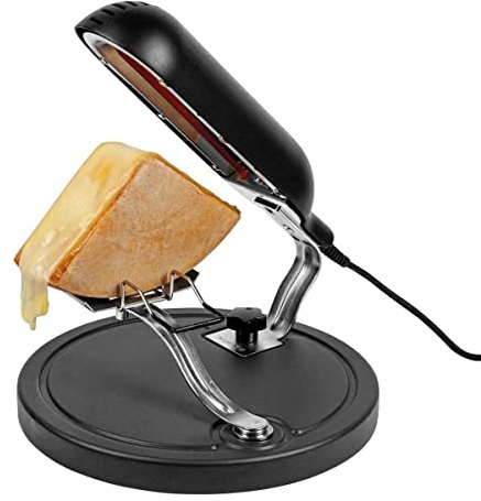 Boska Raclette Quattro Schwarz/Raclette Grill/Extra lange Schnur/Geschmolzener Raclette Käse/Schweizer Tradition/Original Snack oder Mahlzeit
