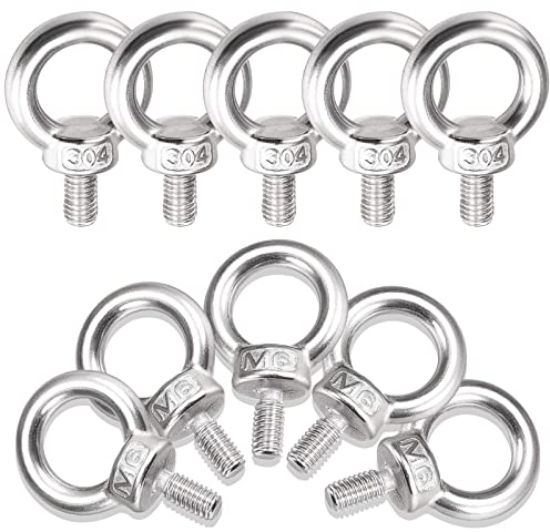 Ringschraube M6 10 Stück, JatilEr Ringschraube M6 Edelstahl 304, Augbolzen Sichere Installation, Augenschraube, Ringschrauben, Geschlossene Ösenschrauben für Rolle Des Befestigens und Hängens