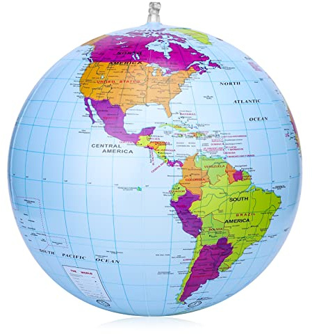 RosewineC Globo mundial inflable los 38cm, explore el mundo, geográfico educativo para la escuela, el juego y los juegos educativos