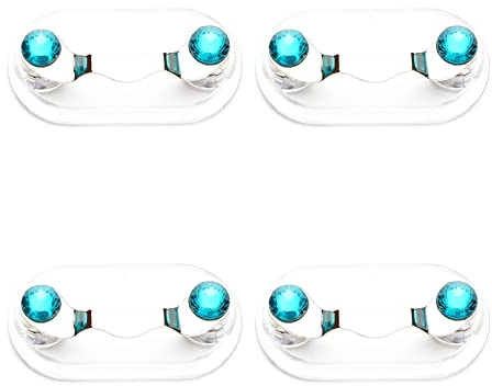 Magnetische Brillenhalter für Ausweise, Ausweishalter, Brillenhaken aus Edelstahl, Mini-Sonnenbrillenständer mit Kristallen und Perlen, 12 Farben, 4 Stück, Grün 1, One size