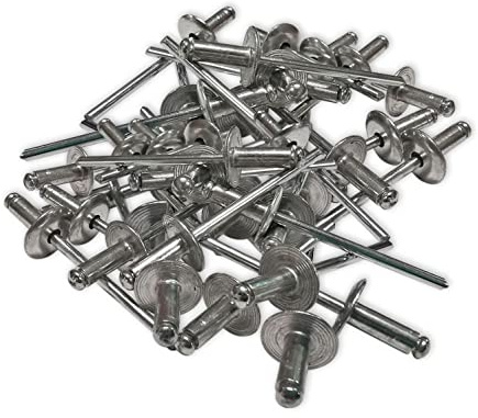 500 RIVETS ALU TETE 12 mm EXTRA LARGE DE 4 X 10 TIGE ACIER