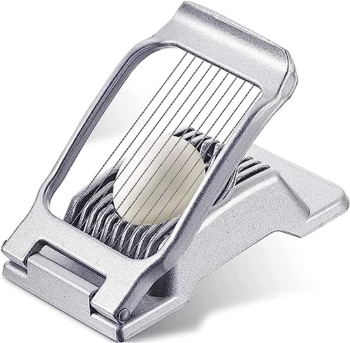 Egg Slicer, Heavy Duty Metal Egg Slicer Cutter for Hard Boiled Eggs, Dishwasher Safe & Easy to Clean, Manual Slicer Made of Stainless Steel for Egg Strawberry Mushroom Soft Fruit, Silver