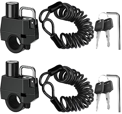 Serrure de Casque de Moto: YIDM 2 Pcs Blocage Sécurité Universel Motocyclette Cadenas Trottinette, Serrure de Casque de Moto, Accessoire Attache Casque Moto pour Tube de Guidon de 22-28 mm(Noir)