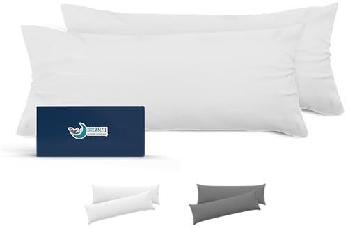 Dreamzie - Taie de traversin 40x135 cm - Lot de 2 - Microfibre - Blanc