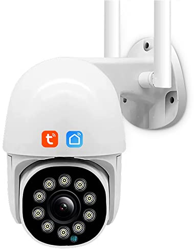 KEYQEEN Cámara IP con Zoom de 5MP y 5X, WiFi Tuya Smart Ai, Seguimiento automático, cámara de Seguridad para el hogar, Color Exterior, visión Nocturna IR, vigilancia CCTV,Camera+64gb
