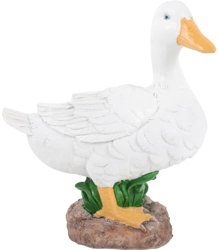 Abaodam Harz Weiße Entenfigur Gartendekor Realistische Gartenskulptur Leichtes Gartenornament Für Teich Hof Außenbereich