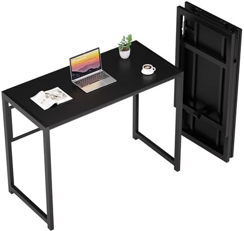 GreenForest Kleiner Schreibtisch Klappbar 100 x 48 cm, Keine Montage Erforderlich Klapptisch, Home Office Klappbarer Schreibtisch,Schwarz