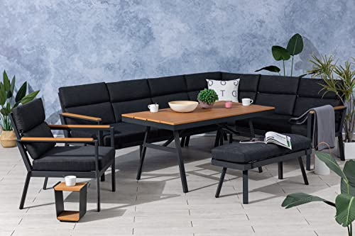 Gardissimo Hohe Dining Aluminium Eck Lounge Set Nara XL Rechts | Inklusive Bank, Inklusive Sessel, Wasserabweisende Kissen