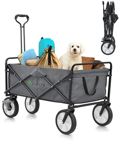 Juskys Bollerwagen 100 kg Tragkraft - Transportwagen faltbar - Einkaufen, Outdoor & Camping - Strandwagen Faltbollerwagen Handwagen Dunkelgrau