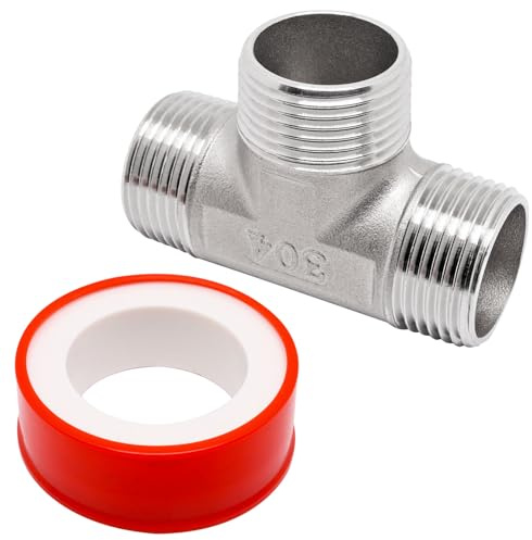 GDFYMI 1Pcs 304 Stainless Steel Tee Pipe Fittings 1×1×1 NPT Male 3 Way Thread Hose Fitting T-shaped Connector for Oil Air Gas Pipe