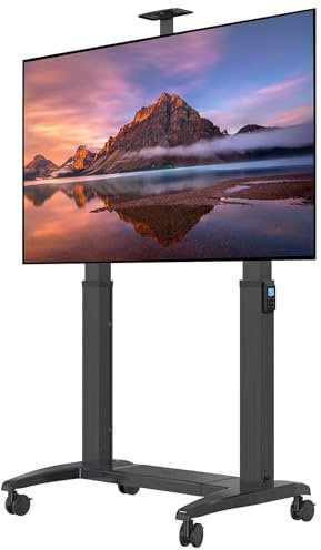 NB Ergonomic Heavy Duty Mobile TV Stand for Most TVs Under 120 Inch, TV Cart Load up to 136 kg, Electric Lifting TV Floor Stand, VESA 200x200-1000x600 mm