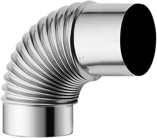 Stainless Steel Elbow Chimney 90 Degree Flexible Flue Exhaust Stove Pipe Wood Burning Stove Pipe Connector for Camping Tent Stove(100mm)