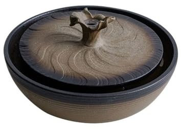 Desktop Fountain, Desktop Keramik rinnande vatten prydnader Cirkulerande vatten Fontän Luftfuktare Födelse Rikedom Inbjudande Rikedom Feng Shui-hjul Affärspresenter,Decoration(Bruin)